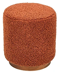Nordlys - Terracotta Boucle Pouf with Wooden Base Vintage Style Upholstery Living Room