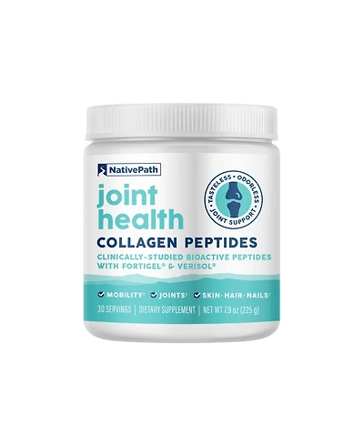 NativePath Joint Health Advanced Formula, Type 1 & 3 Peptides with Fortigel & Verisol, Grass-Fed Unflavored Collagen for Women & Men, 30 Servings