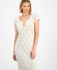 Connected Women's Sequined Lace Column Gown