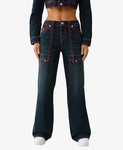 True Religion Women's Bobbi Big T Baggy Carpenter Jeans