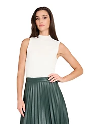 Tahari Asl Women's Long Leather Pleated Skirt