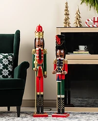 Glitzhome 36.5" Wooden Christmas African Soldier Nutcracker