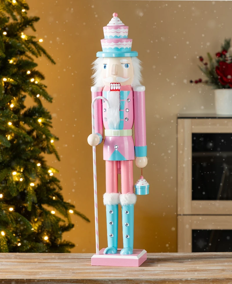 Glitzhome 24" Wooden Christmas Cake Nutcracker