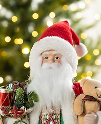 Glitzhome 18" Faux Fur Christmas Traditional Santa Figurine