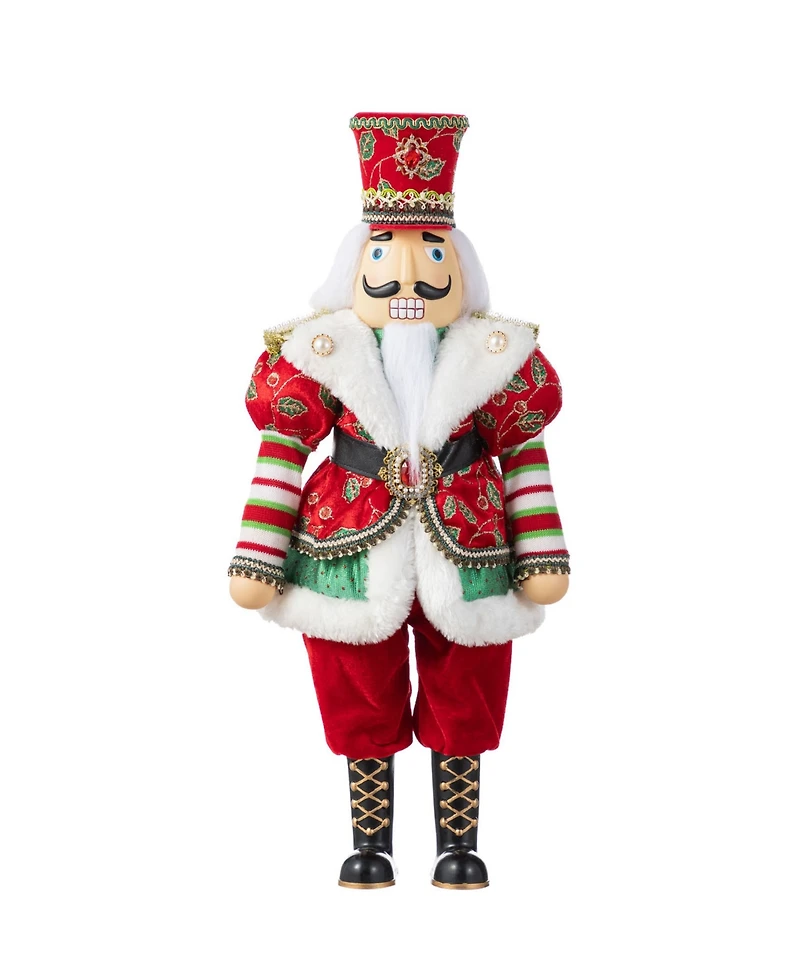 Glitzhome 20" Faux Fur Christmas Nutcracker Figurine