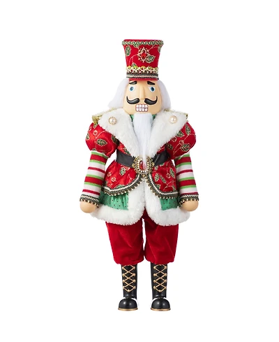 Glitzhome 20" Faux Fur Christmas Nutcracker Figurine