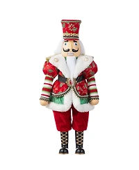 Glitzhome 20" Faux Fur Christmas Nutcracker Figurine