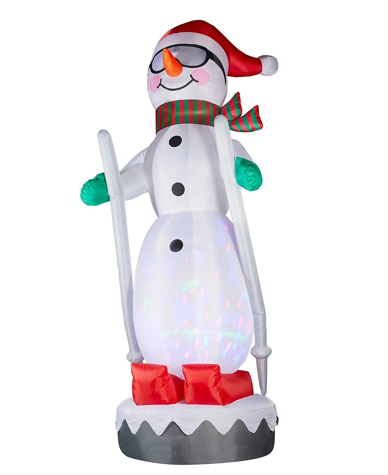 Glitzhome 20" Giant Disco Lighted Inflatable Skiing Snowman