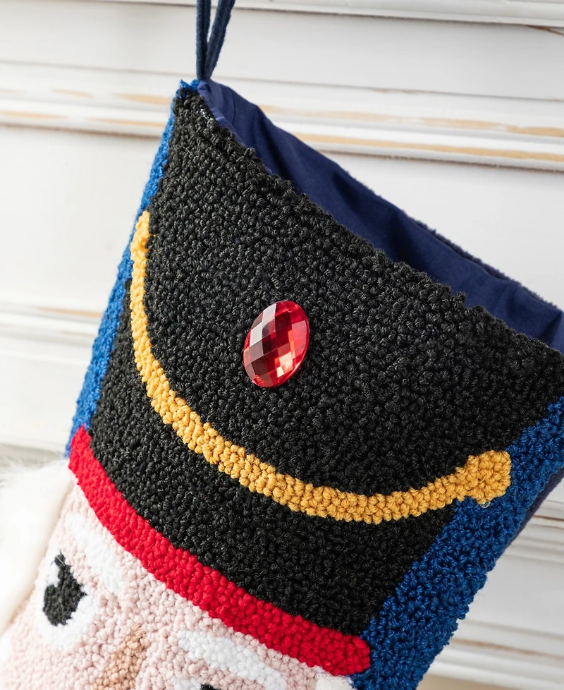 Glitzhome 21" Hooked Nutcracker Christmas Stocking