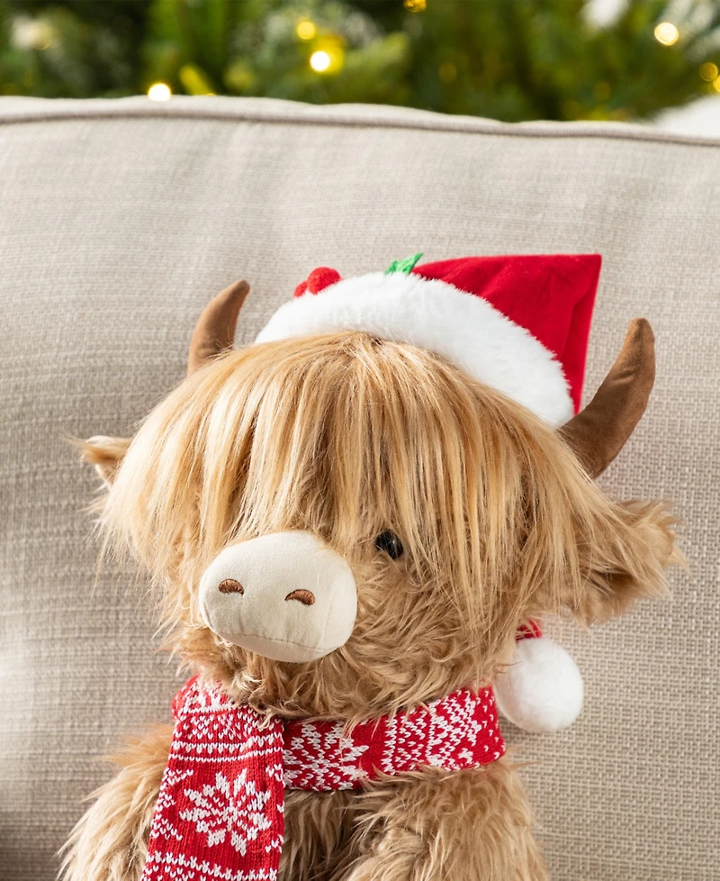 Glitzhome 15.25" Christmas Fabric Highland Cow