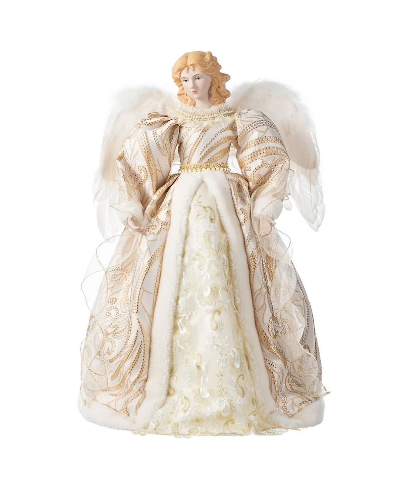 Glitzhome 24" Faux Fur Christmas Angel Tree Topper