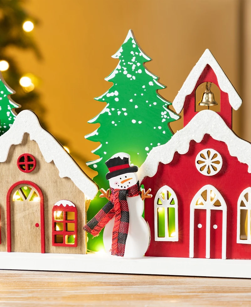 Glitzhome 20" Lighted Wooden Christmas Villages