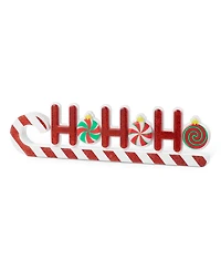 Glitzhome 19" Christmas Wooden Epoxy Hohoho Candy Cane Table Decor