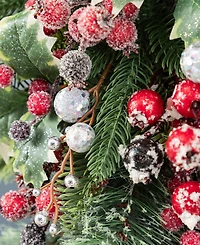 Glitzhome Christmas Pomegranate Berry and Holy Leaf Teardrops, Set of 2