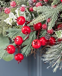 Glitzhome Christmas Mangnolia Berry Wreath and Matched Garlands, Set of 3
