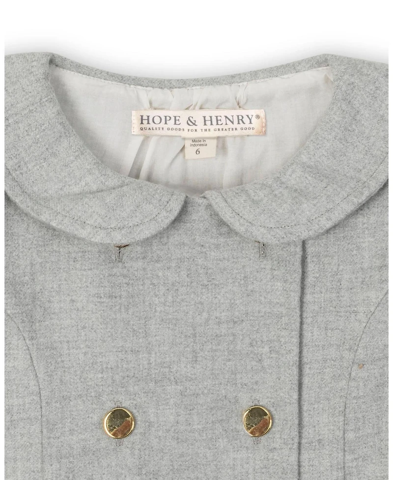 Hope & Henry Little and Big Girls' Organic Double Breasted Flannel Dress with Collar
