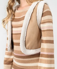 Rare Editions Big Girls 2-Piece Striped Knit Dress with Reversible Vest Set