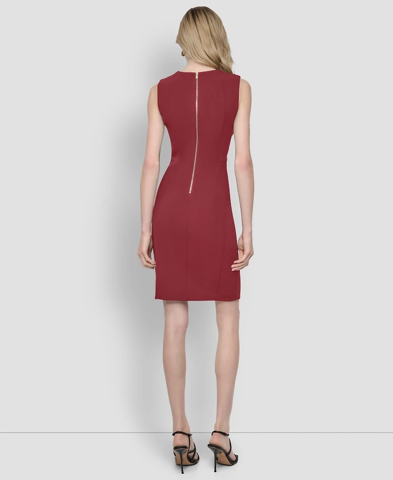 Dkny Women's Sleeveless Jewel Neck Scuba Crepe Dress