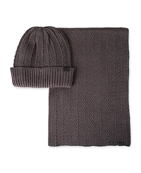 Kenneth Cole Reaction Men's 2-Piece Herringbone Knit Beanie and Scarf Box Set