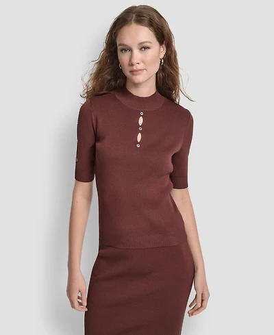 Dkny Women's Grommet Mock Neck Sweater