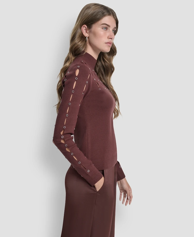 Dkny Women's Grommet Long Sleeves Sweater