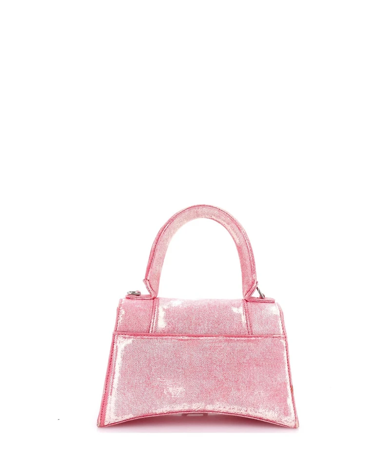 Pre-Owned Balenciaga Small Hourglass Top Handle Bag Denim Printed Leather