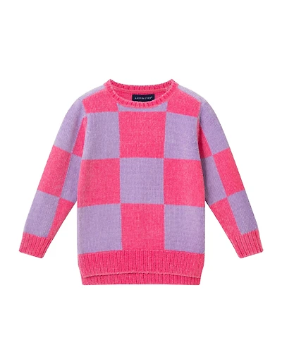 Andy & Evan Toddler/Child Girls Pink Checkered Sweater