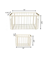 Happimess Henley Vintage Farmhouse Handmade Wire Metal Nesting Storage Baskets with Jute Wrapped Handles, (Set of 3)