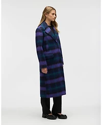 Nvlt Women's Brushed Plaid Wool Blend Boyfriend Coat