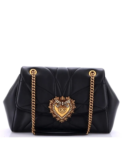 Pre-Owned Dolce & Gabbana Large Devotion Soft Shoulder Bag Quilted Leather