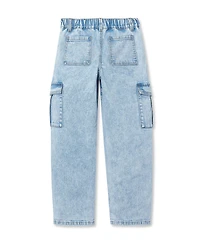 Lands' End Girls Denim Cargo Wide Leg Jeans