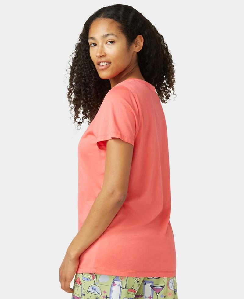 Hue Women's Solid Short-Sleeve Scoop-Neck Pajama T-Shirt