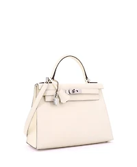 Pre-Owned Hermes Kelly 28 Handbag Light Epsom with Palladium Hardware