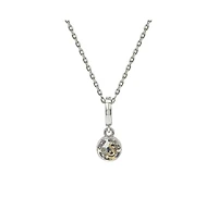 Suzy Levian Sterling Silver Sapphire & Created White Solitaire Halo Drop Pendant Necklace