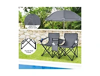 Akiudex portable folding picnic double chair with removable umbrella