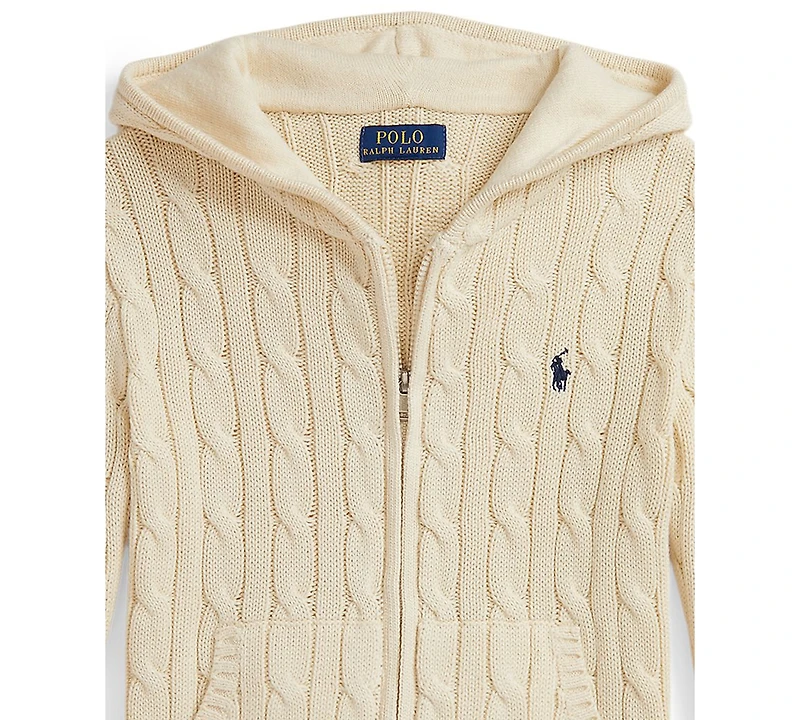Polo Ralph Lauren Toddler and Little Boys Cable Cotton Hooded Full-Zip Sweater