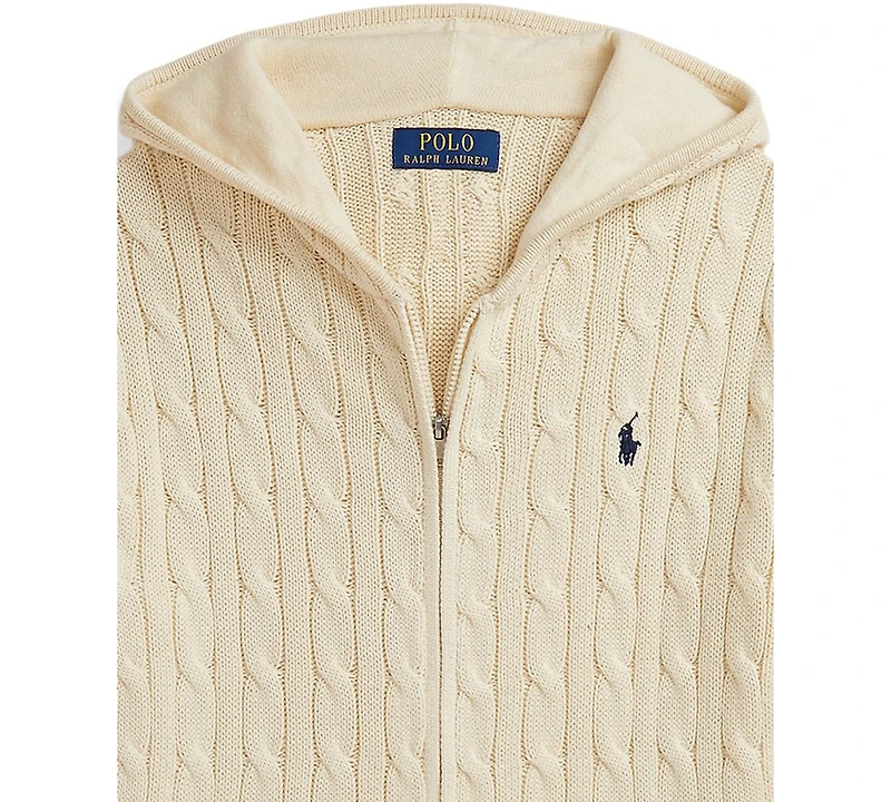Polo Ralph Lauren Big Boys Cable Cotton Hooded Full-Zip Sweater