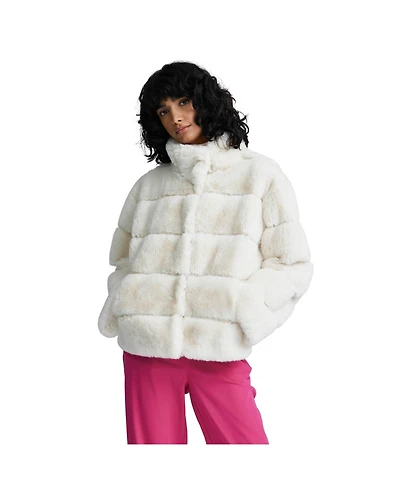 Nvlt Women's Wide Stripe Faux Fur Jacket