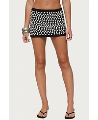 Edikted Womens Ada Iridescent Button Knit Mini Skirt