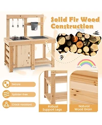 Mecale 3-Piece Outdoor Kitchen Set Mud Kitchen with Separate Bbq Grill and Pizza Oven