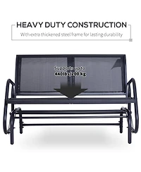 Flynama Outsunny 47 Inch Black 2 Person Outdoor Glider Bench with Steel Frame