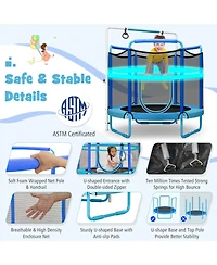 Akiudex Kids 3 in 1 Trampoline with Horizontal Bar and Rings for Indoor and Outdoor Play