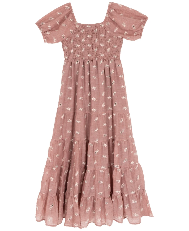 Rare Editions Big Girls Embroidered Linen Maxi Dress