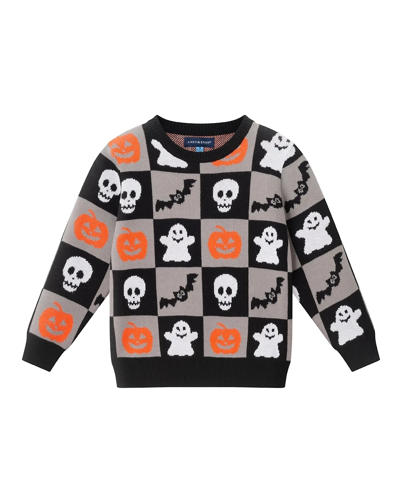 Andy & Evan Toddler Boys Toddler/Child Halloween Themed Checkered Sweater