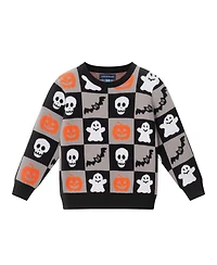 Andy & Evan Toddler Boys Toddler/Child Halloween Themed Checkered Sweater