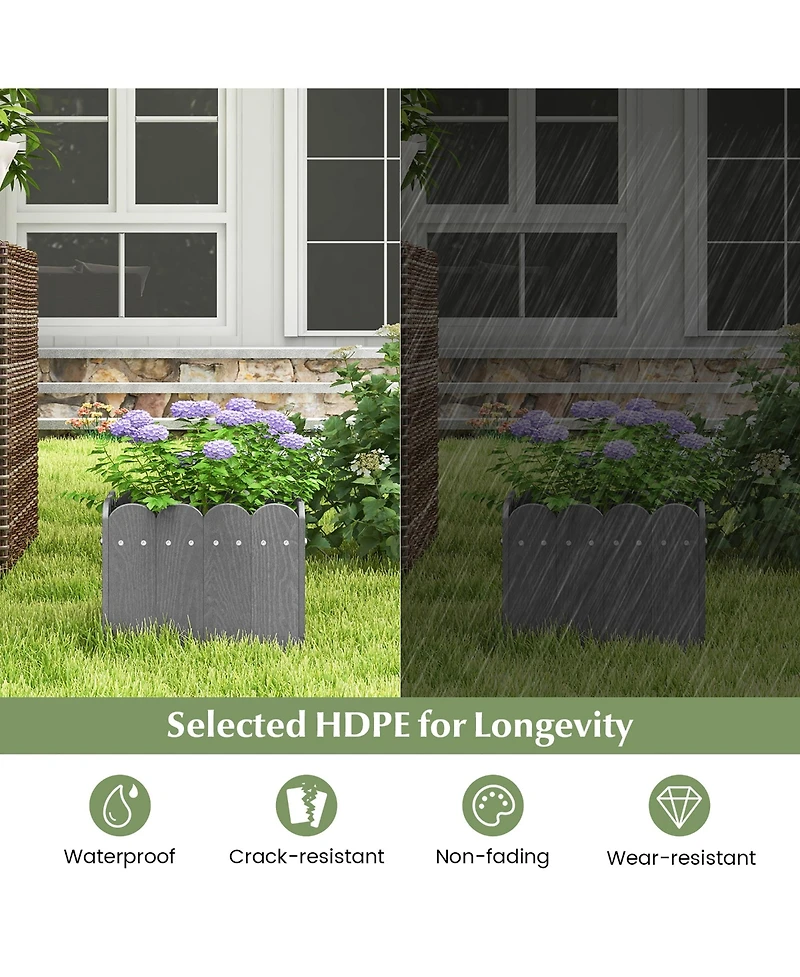 Gymax 2 Pack Square Planter Box Weather-Resistant Hdpe Flower Pot Garden Bed