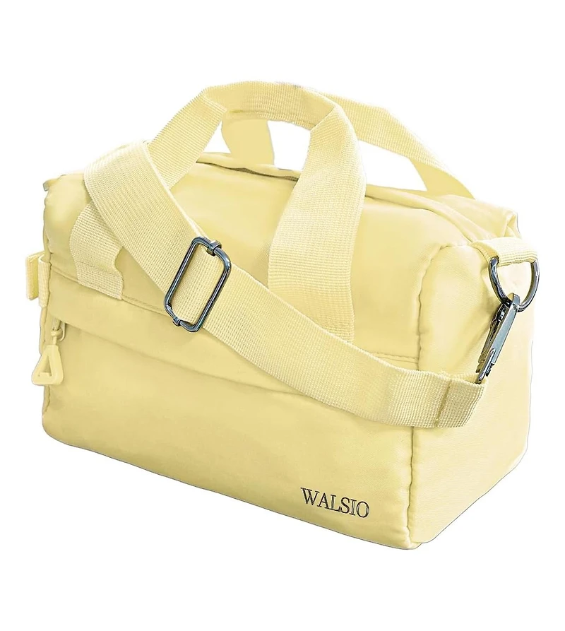 Small Gym Bag 9 inch, Mini Duffle Bag with Adjustable Strap, Lightweight Carry On Sport Bag for Women Girls (Light Yellow)