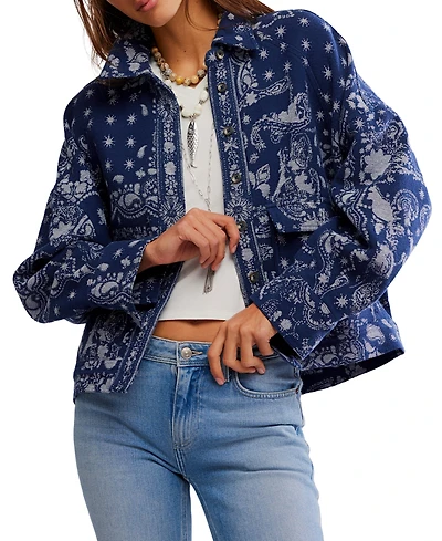 Free People Women's Bandana Jacquard Long-Sleeve Shirt