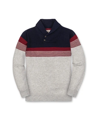 Hope & Henry Little and Big Boys' Organic Long Sleeve Striped Shawl Collar Sweater