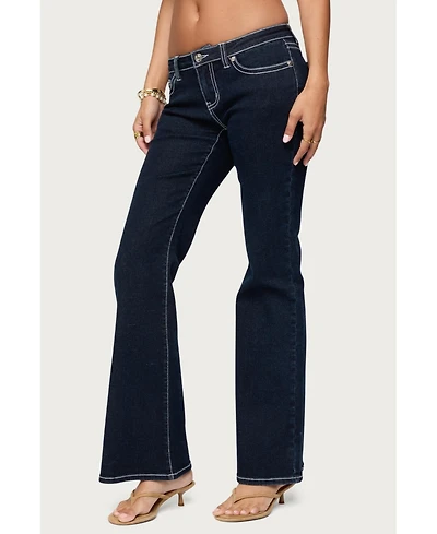 Edikted Womens Louis Contrast Low Rise Jeans